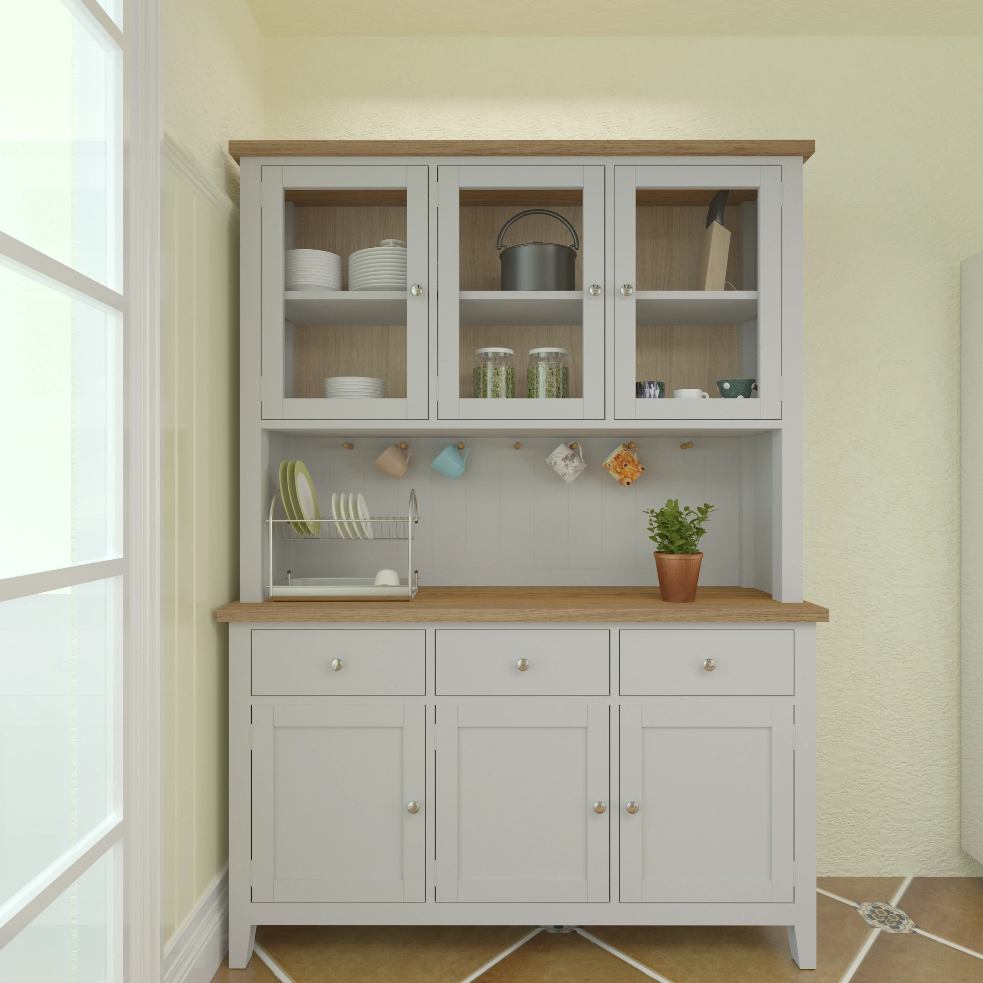 Morden Style British Dressers Kitchen Dining Room Cabinet Solid Wood Sideboard Buffet