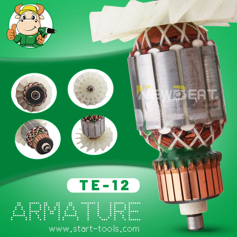 Newbeat high quality 100% copper armature TE-12 for electric power tools spare parts China OEM motor rotor