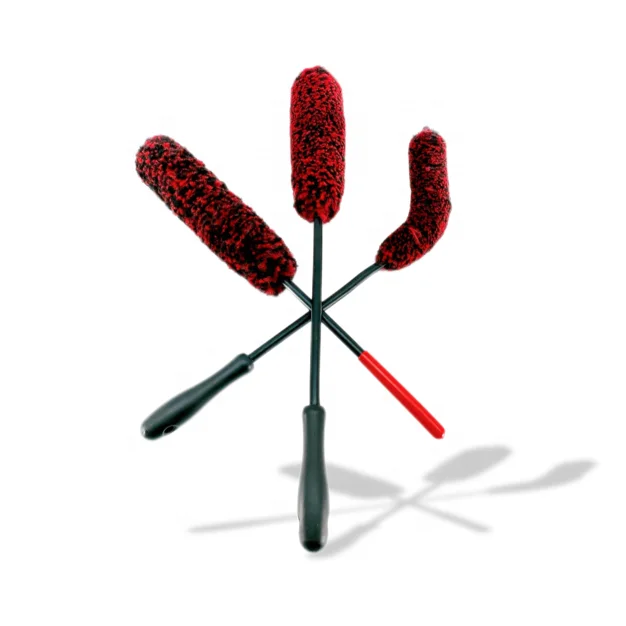 Wheel brush microfiber set for cleaning car wheel rim,hub,grille,exhaust pipe,engine compartment and interior car wash care tool