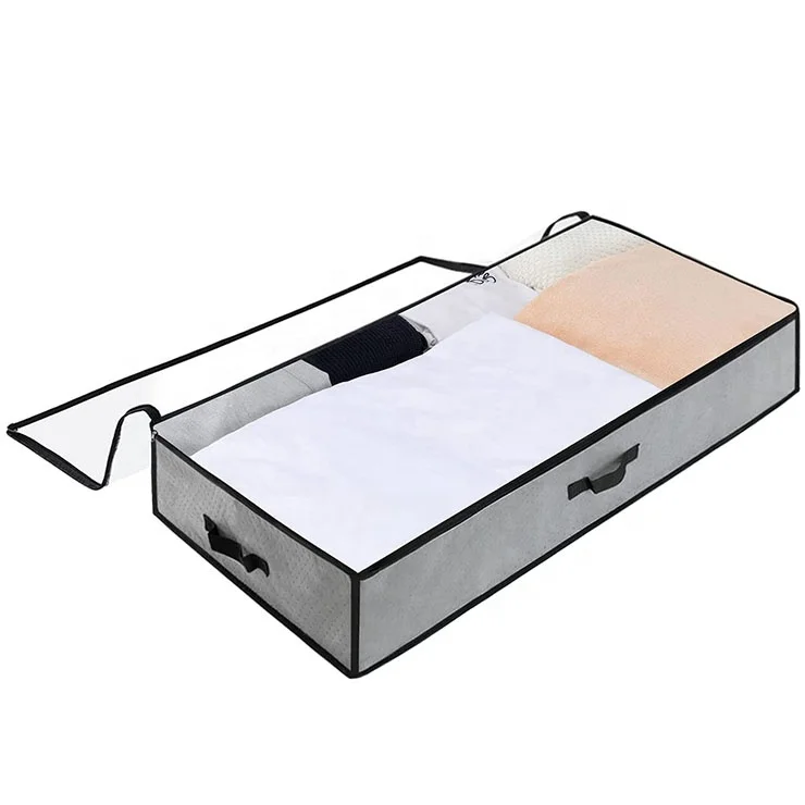 Foldable bamboo charcoal composite non woven bedding storage box under the bed
