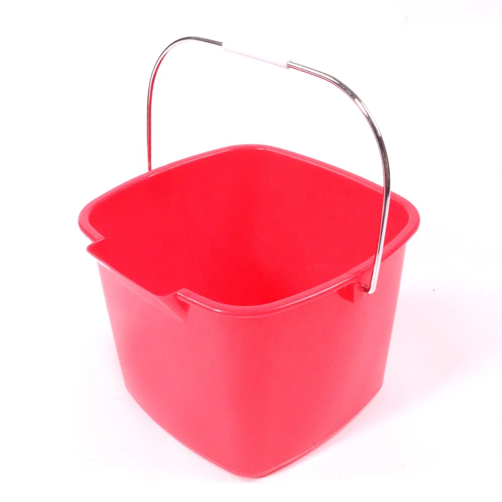 Red Square Plastic Cleaning Pail Small Bucket With