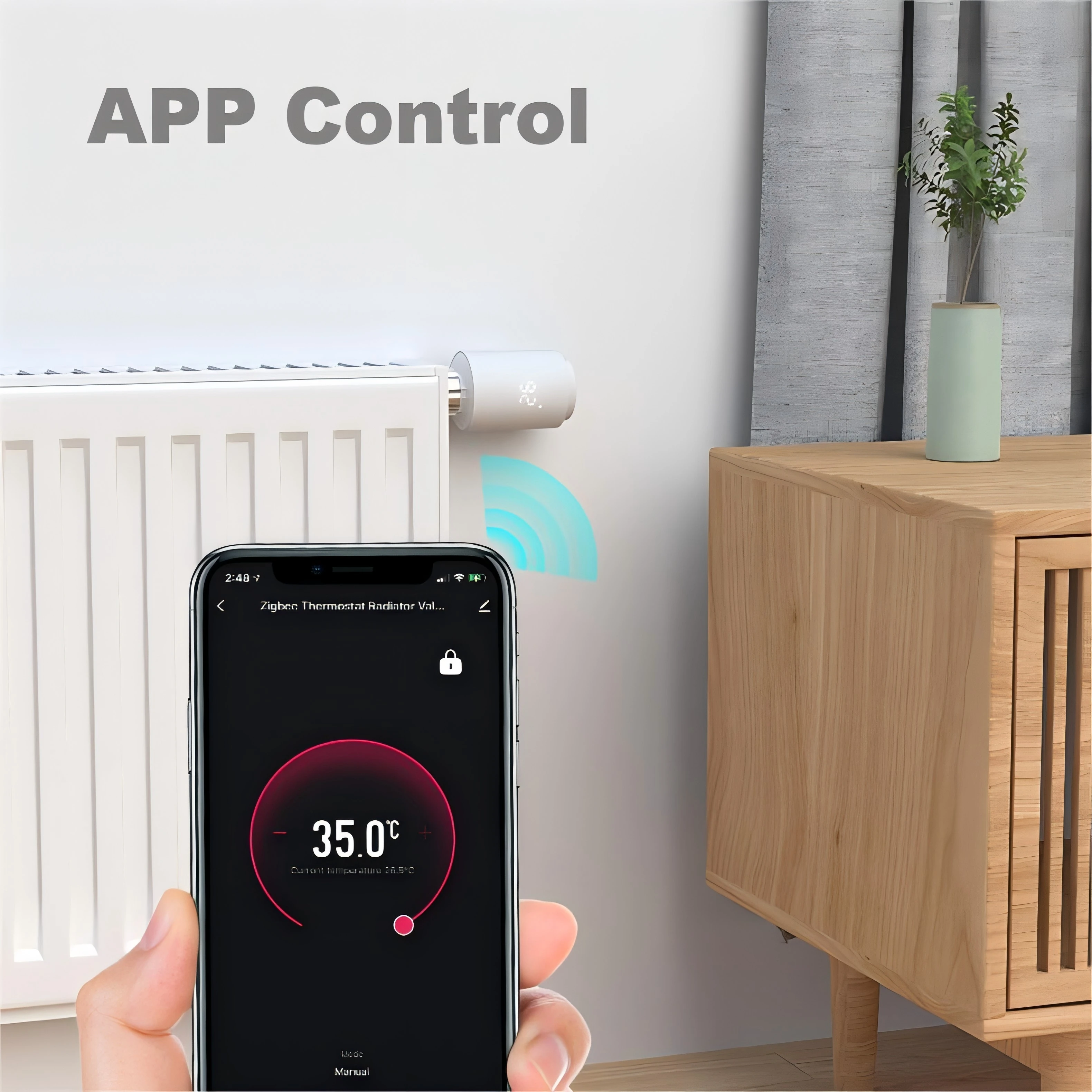 Advanced Smart WiFi Controlled Thermostatic Radiator Head ABS Temperature Sensor Room Hotel Home Water Heating Parts Application