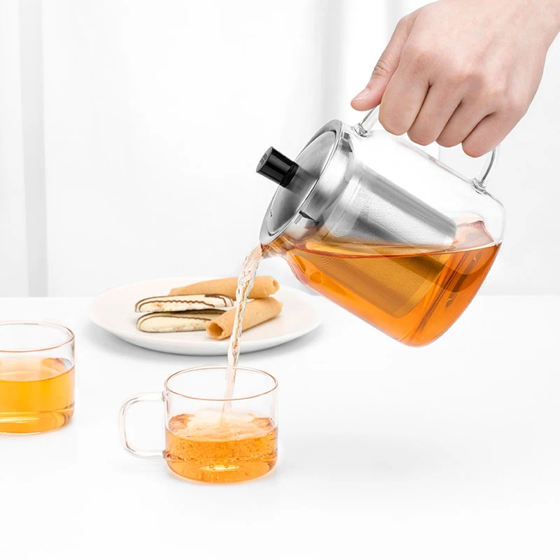 Portable Heat-Resistant Coffee Tea Maker 750ml Glass Tea Pot Large Capacity Glass Teapot With Infuser Tea Pot Removable Infuser