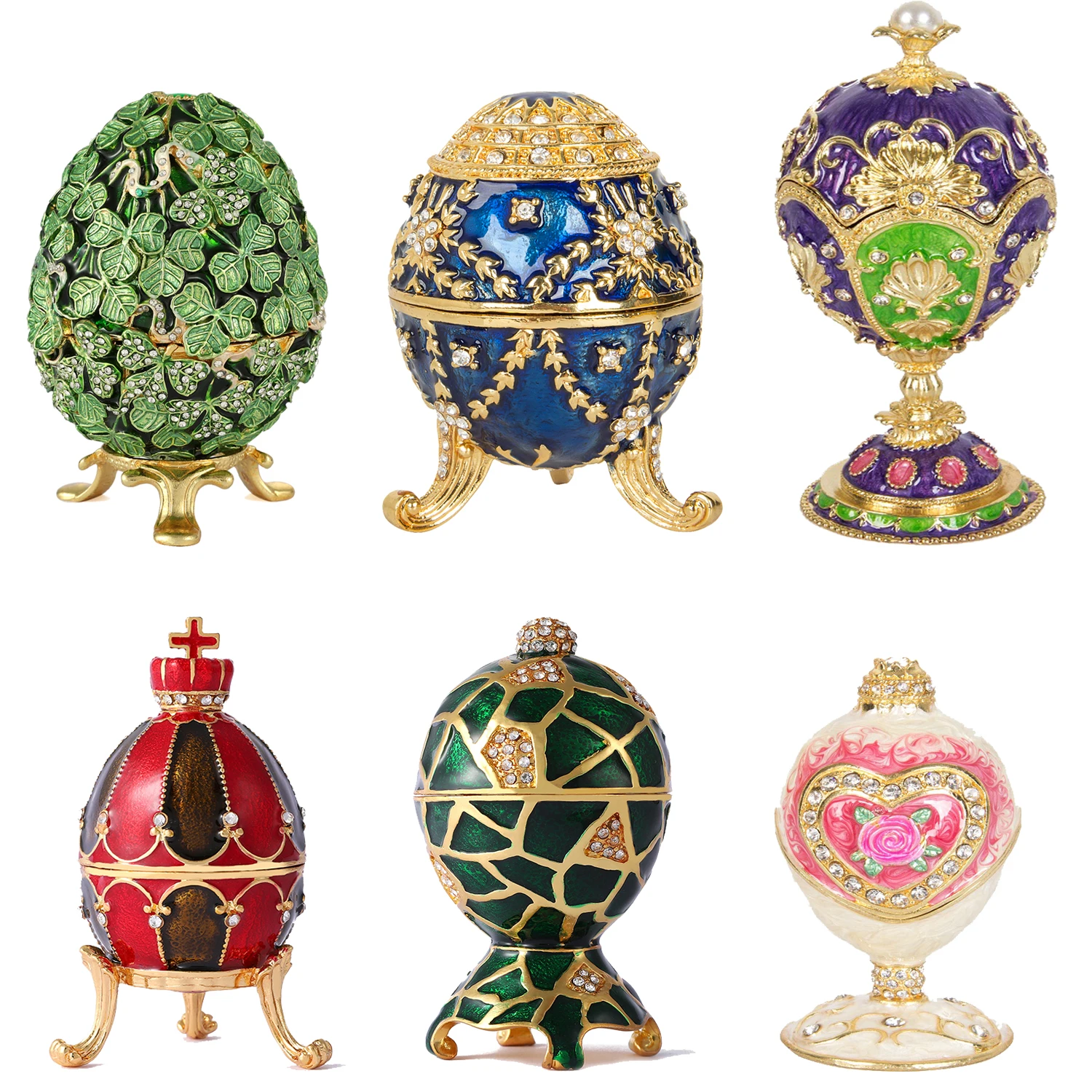  QIFU маленькая оптовая продажа Новое поступление Faberge egg и другие стильные металлические шкатулки для ювелирных