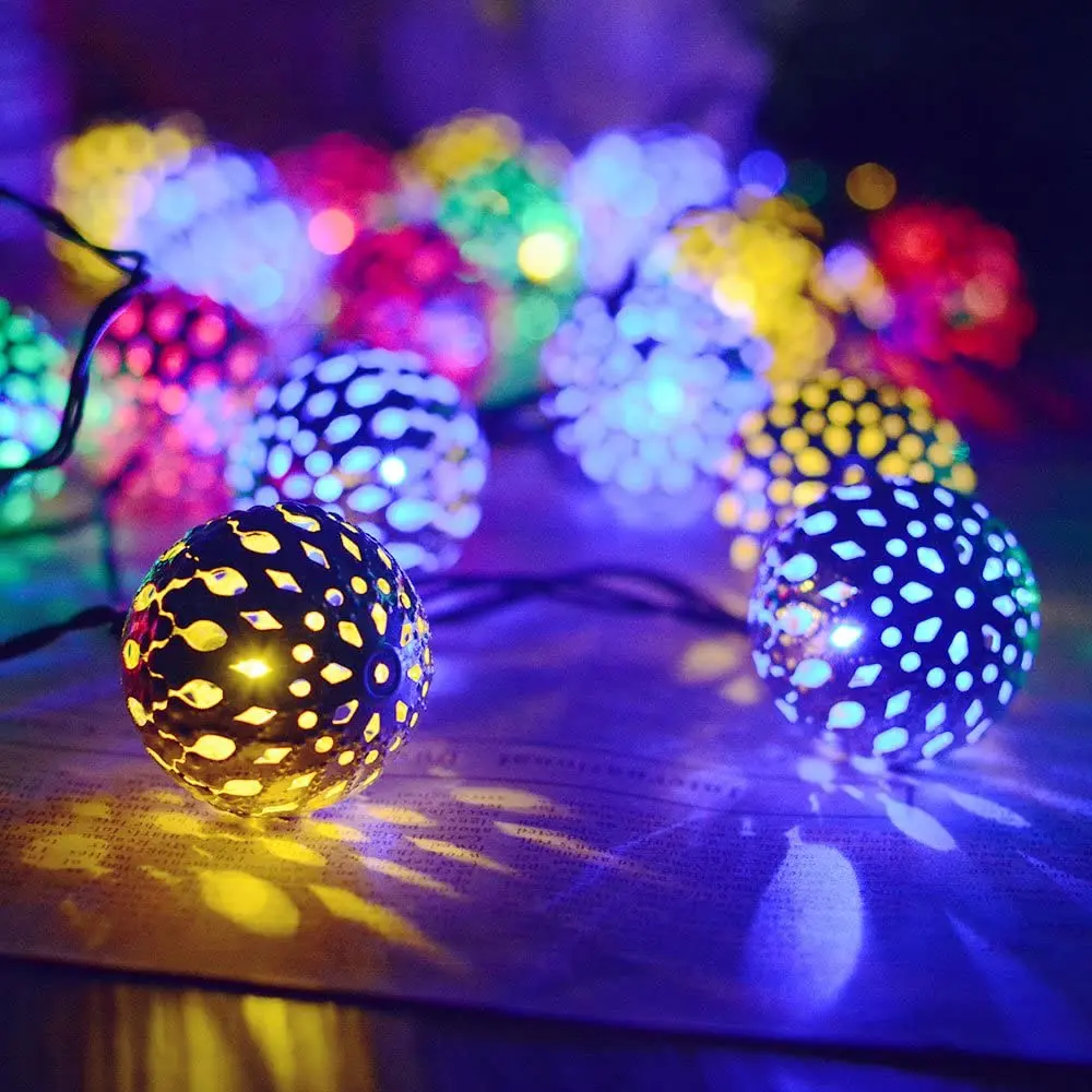 Factory Selling Christmas Wedding Party Decorations 8 model warm white 20 LED Globe String lights Moroccan Ball Lights