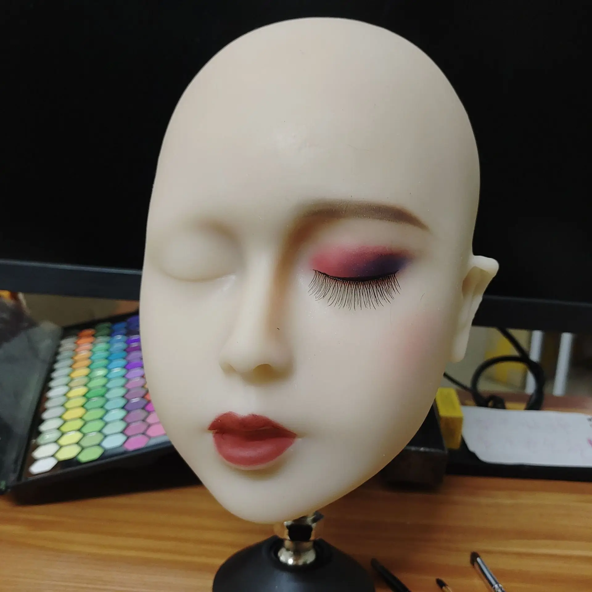 New Design Silicone Makeup Colored Drawing Body Art Practice Training Mannequin Head Face
