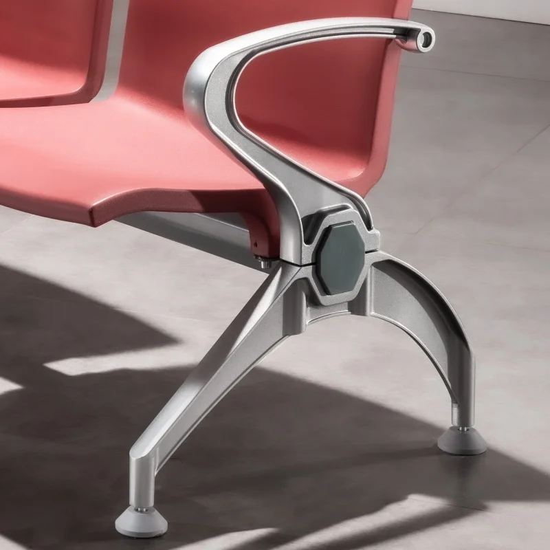 Factory customizable polyurethane (PU) waiting chair, super load-bearing aluminum alloy hands and feet 2-seater airport chair.