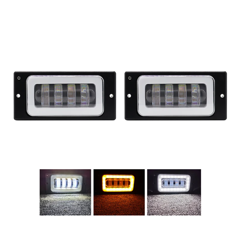 Hearxin 6 inch White Yellow Angel Eyes Fog Lamp 12V 24V LED DRL Driving Lights 40w Fog Light For Lada  For Kamaz
