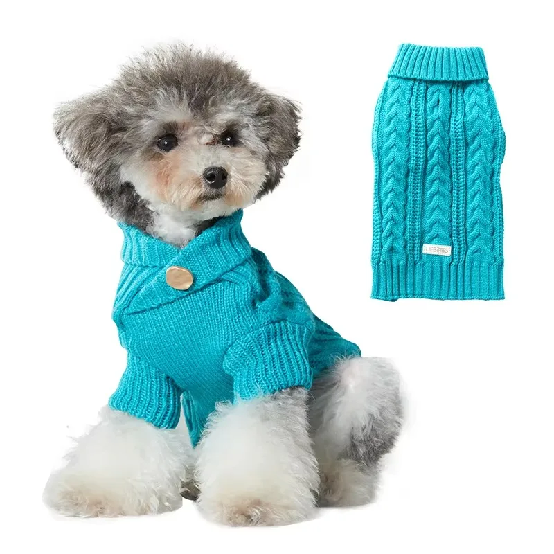 hot sale wholesale manufacturer cute warm classic cable knit pet cat dog sweater clothes apparel