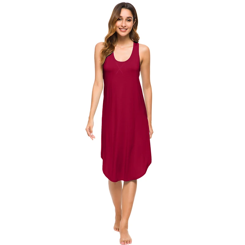 Eco Friendly Sleeveless Racerback Night Shirt Chemise Night Dresses for Woman Breathable Viscose from Bamboo Nightgown