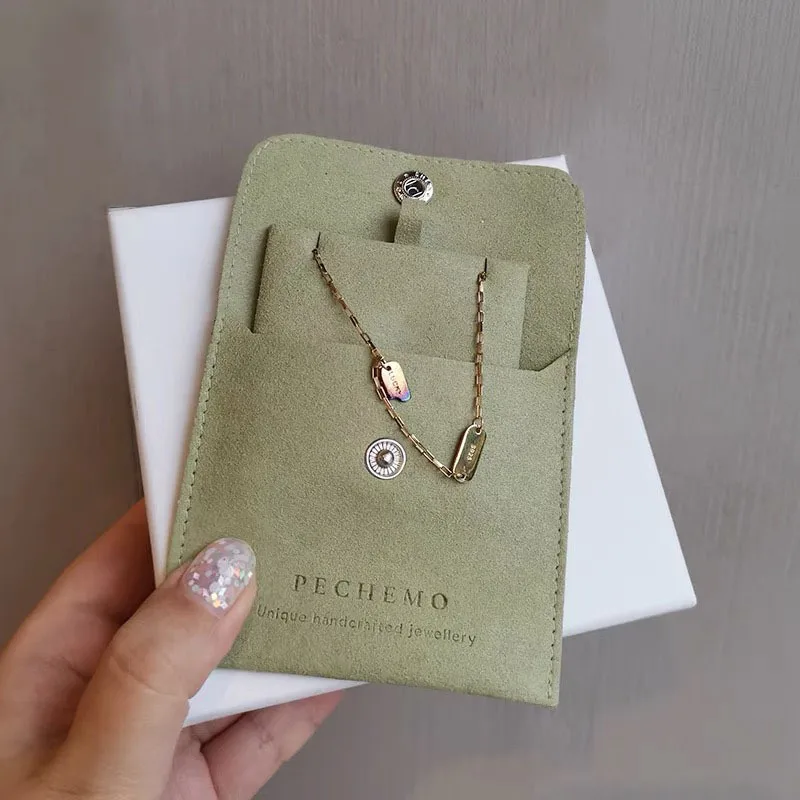 Custom logo small microfiber suede necklace pendant earring portable organizer envelope pouch jewelry storage bag