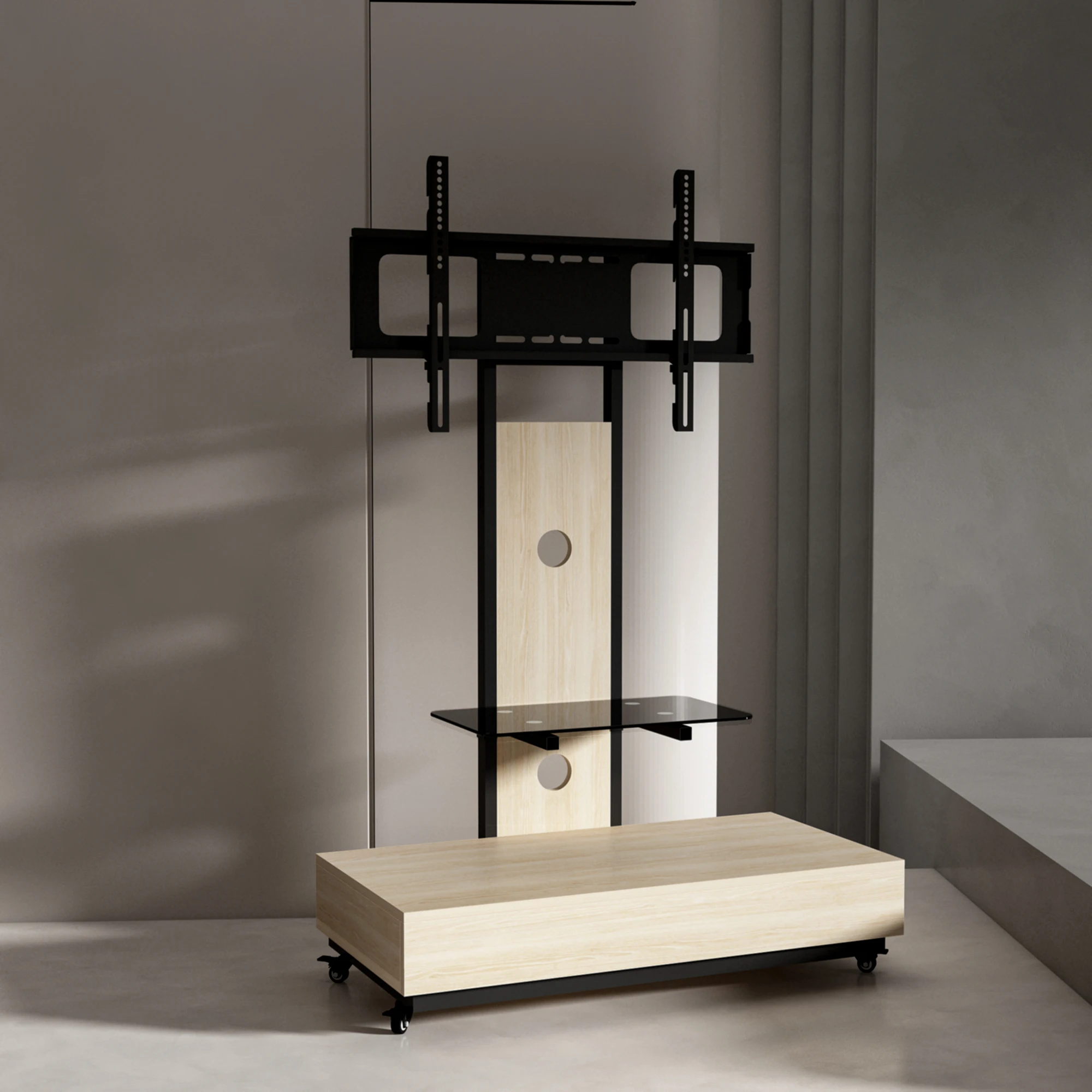 Тележка для мобильного телевизора с колесами для 32-75-дюймового ЖК-дисплея, светодиодная плоская изогнутая наружная напольная подставка с регулируемой высотой