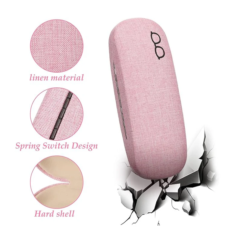 Wholesale Customized Logo Large Fashion Round Folding Metal Linen Eyeglasses Creative Glasses Sunglasses Case