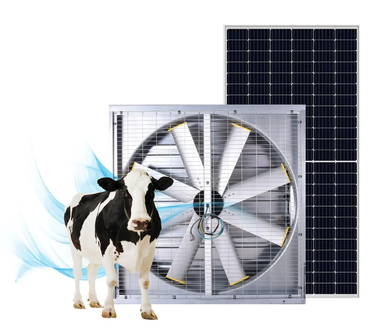 
 Вытяжной вентилятор для птицефермы, 380 Вт, 48 дюймов, большой промышленный вытяжной вентилятор на солнечной батарее, Мощный вытяжной вентилятор с настенным креплением  