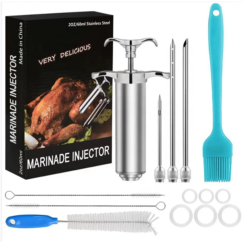 BBQ Accessories set BBQ and Turkey Stainless Steel Meat Injector Syringe