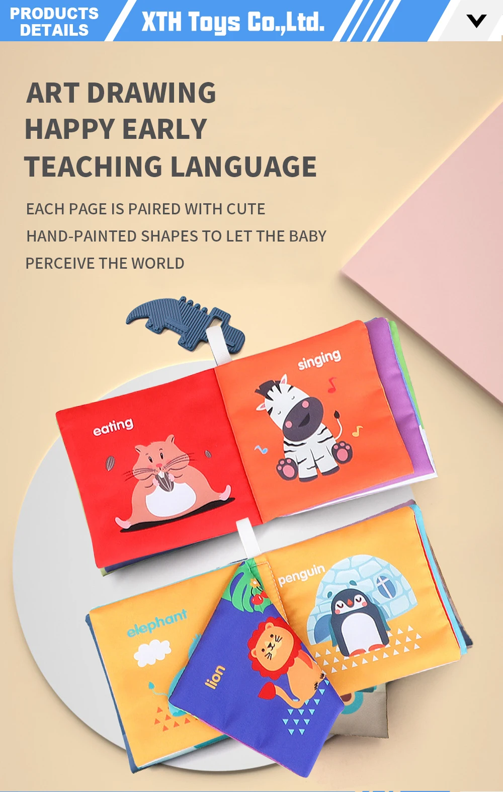 Enlighten Soft Baby Cloth Books Jungle Animal and Colors Recognition Style Baby Fabric Book Learning Educational Cute Cloth Book