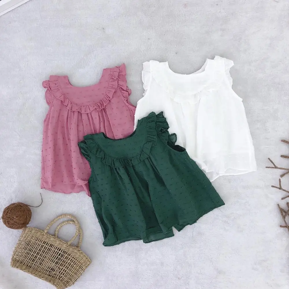 
Girls blouse hot sale Boutique plain jacquard kids baby girls casual shirt 