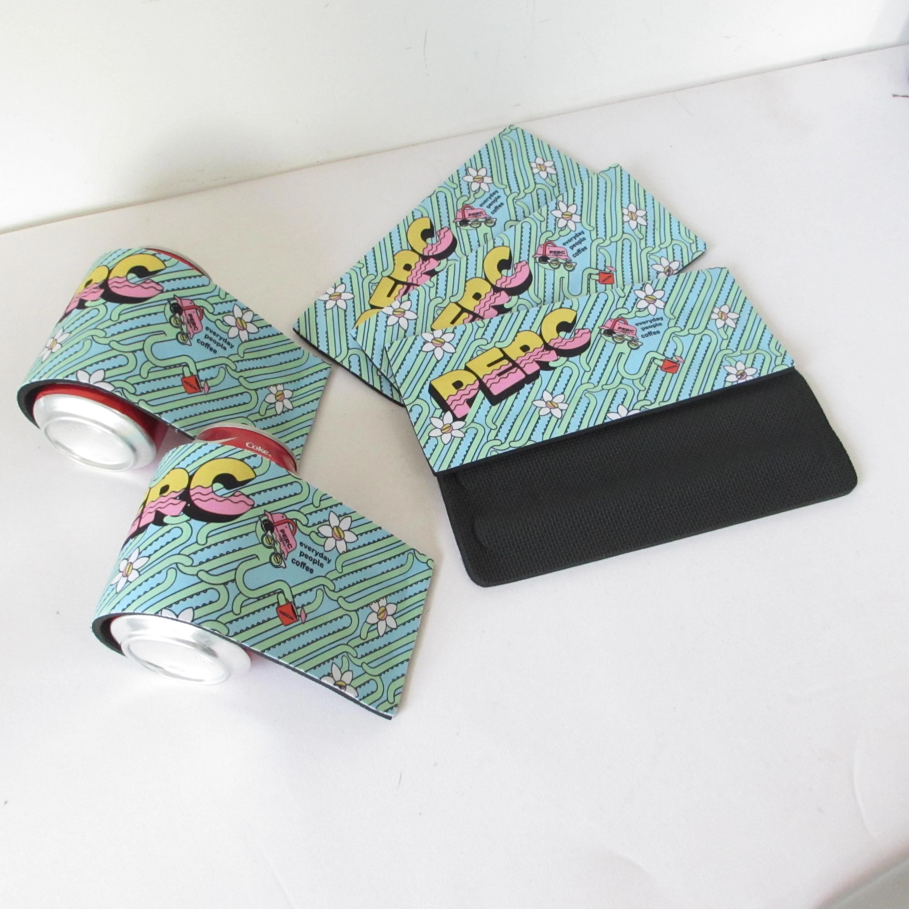 Factory Wholesale Promotion Slap Wrap Can Cooler Neoprene Sublimation Coolies Funny Slap Wrap coozies with Full Printing