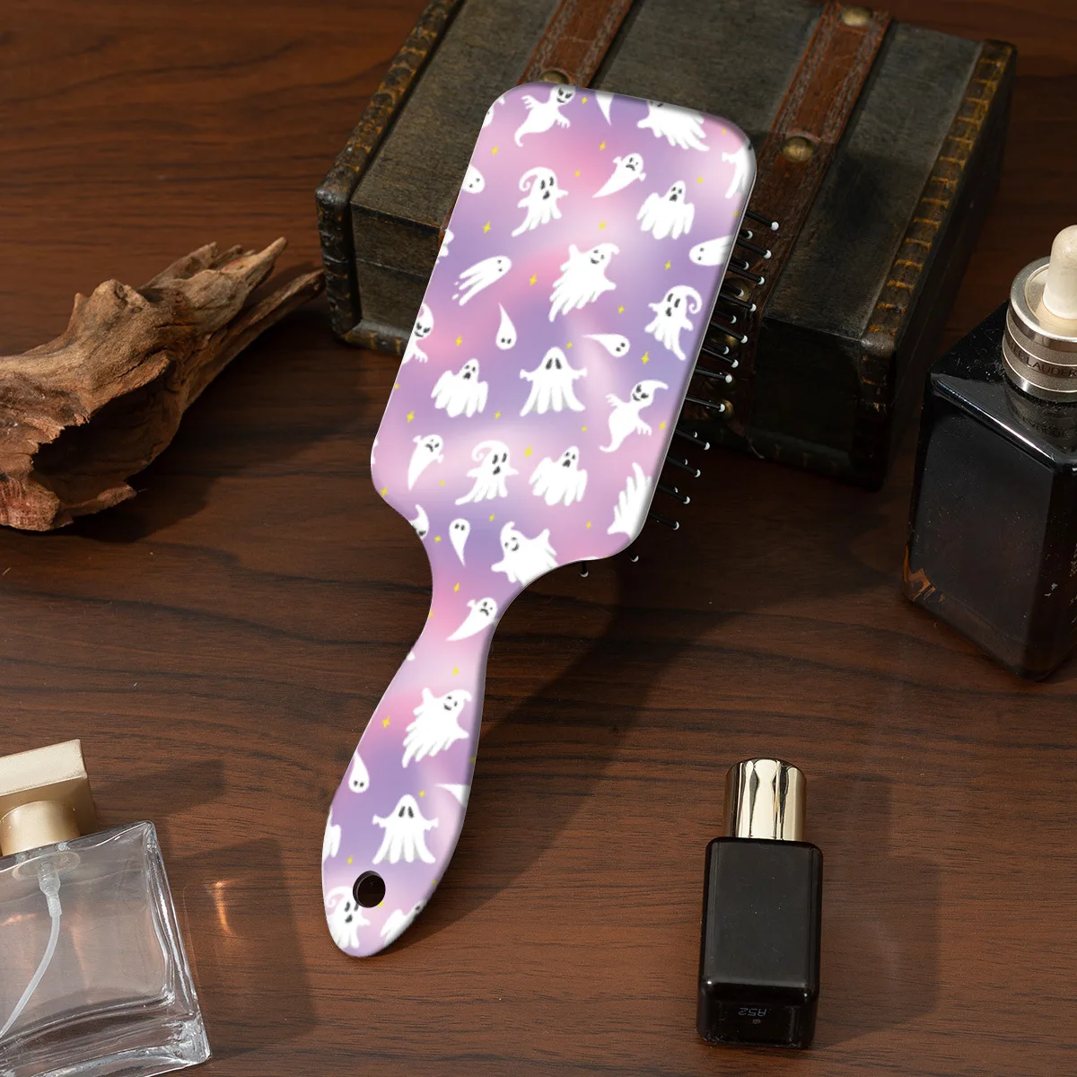 ZON ZHU Factory  New Halloween Cartoon Bat Skull Spider Pattern LOW MOQ Custom ABS Massage Cushion Hair Comb