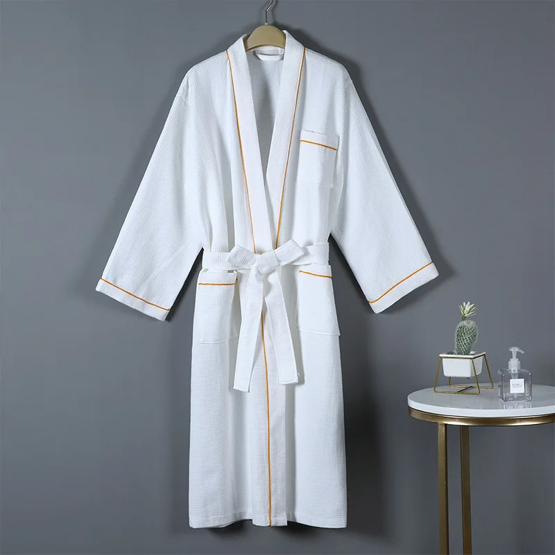Hotel bathroom linen custom wholesale manufacturing cotton waffle white women bathrobe