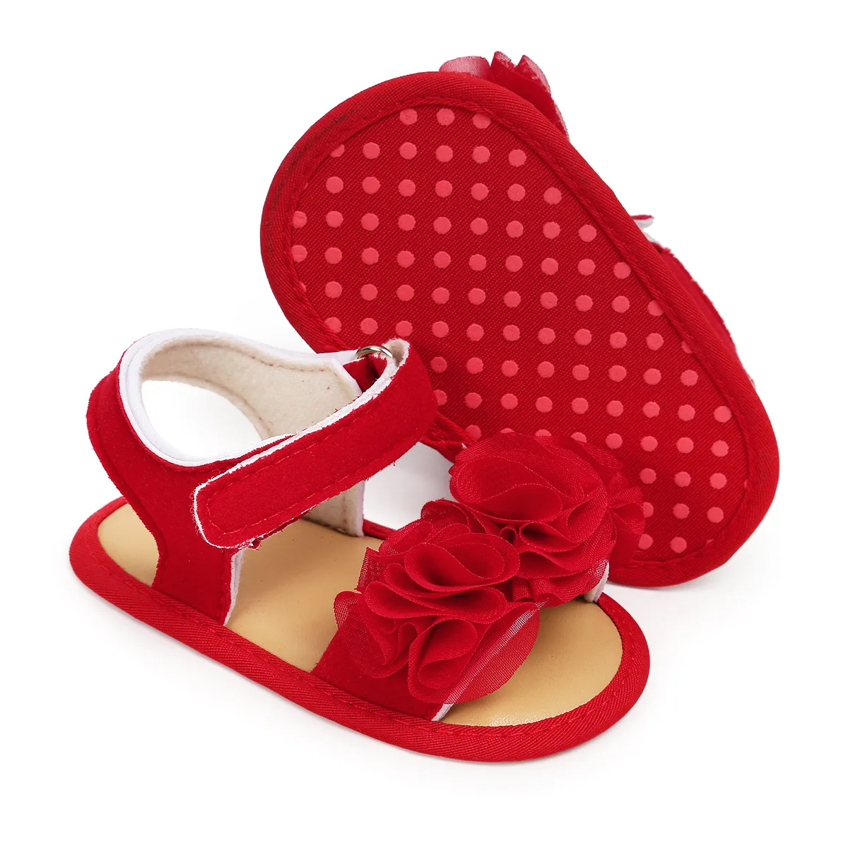 2021 Sandalias De Bebe Breathable Solid Color Soft Sole Newborn Toddlers Summer Floral Flowers Non-Slip Girls Baby Sandals