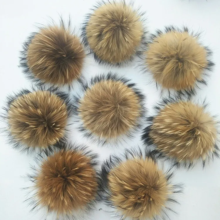 jimi usa beanie raw 10 cm navy blue real pompom raccoon fur pompom snaps with button