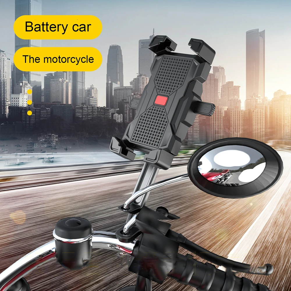1 Sample OK Motorcycle rearview mirror Phone Mount 360 degrees Bike Phone Holder One Key Switch Accessories Cycling Mount