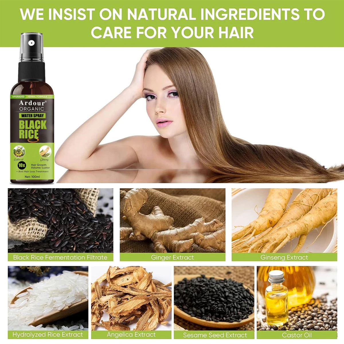 Private Label Organic Natural Hair Care Products Hair Spray For Women And Men Repair Moisturizing Smooth Nourish Plant Based