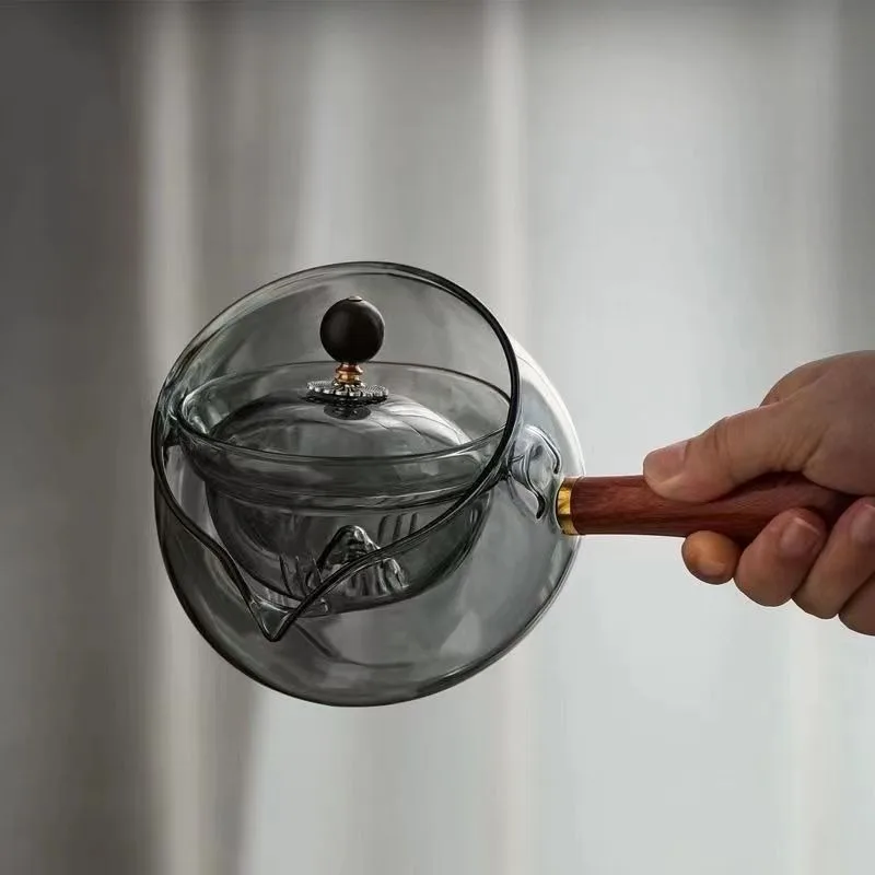 new design high borosilicate fair cup boiling teapot making teapot home brewing Glass Teapot
