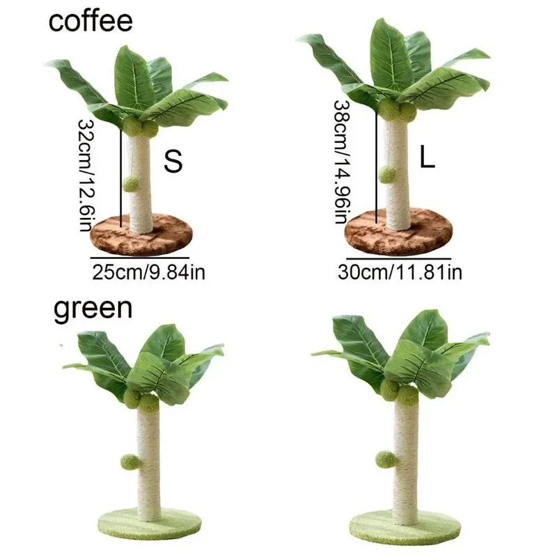 Cat Scratching Post Pillar Scratcher Cat Scratching Pad Play Bed Toy Wood Wear Sisal Simulation Tree with Plush Ball Kucing