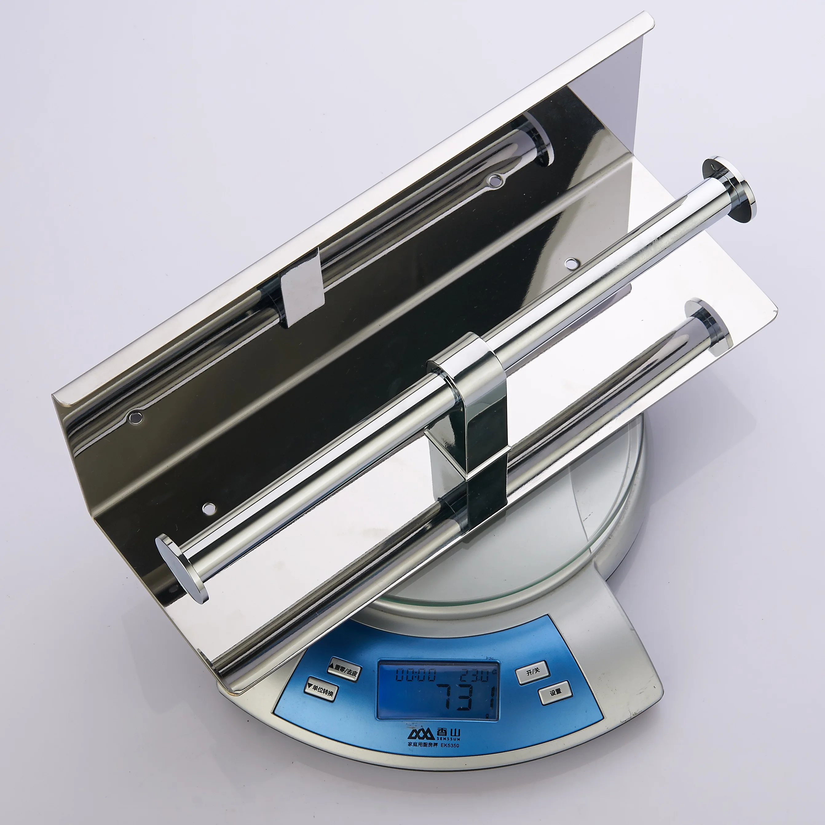 304 Stainless Steel Wall Mounted Chrome Plated Paper Toilet Holder With Mobile Phone Shelf