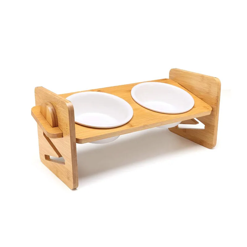 
Wholesale 100%Biodegradable Eco Friendly Adjustable Natural Bamboo Pet Bowl for Cat or Dog 