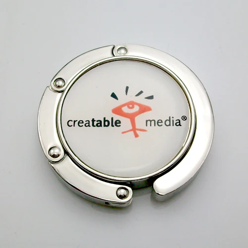 Promotion Folding Purse Bag Hanger Customized Logo Adjustable Square or round Shape Alloy Zinc Material for Handbags Handles