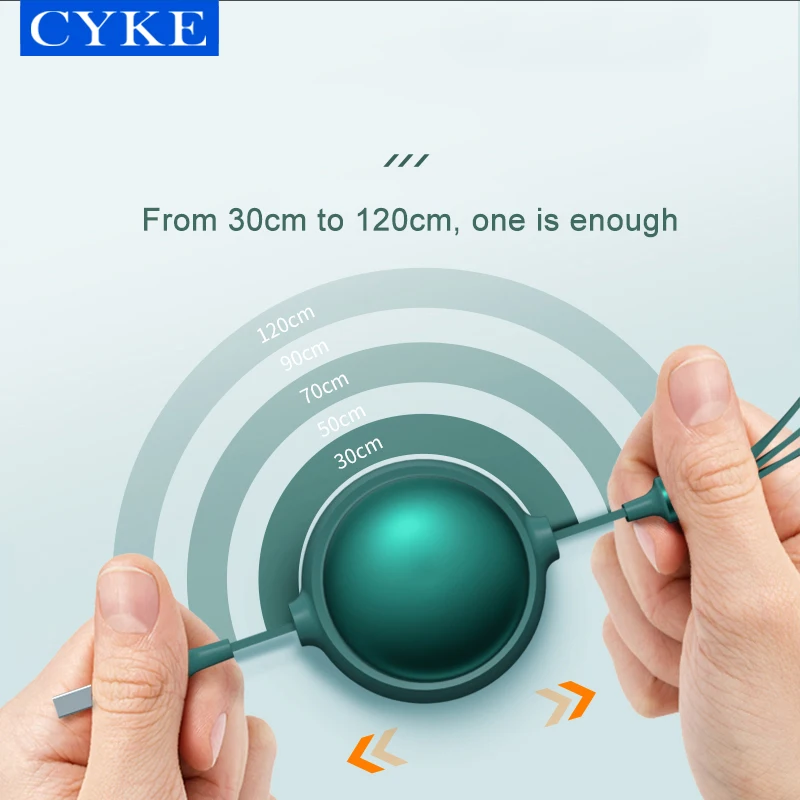  CYKE 2021 Новый 3 в 1 кабель Micro Usb 120 см выдвижной для передачи данных Type-c 3a быстрой зарядки Пользовательский