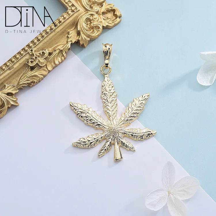 14k rolling gold maple leaf pendant Drug leave jewelry