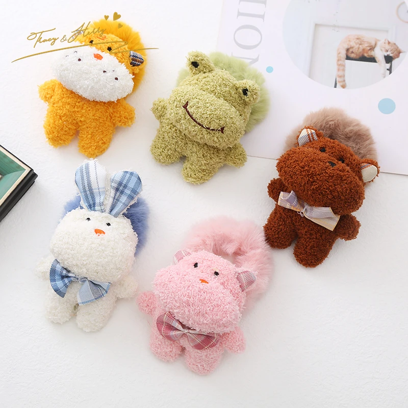 Tracy & Herry Hair Tie for Kids Elastic Accessories Cartoon Plush Frog Rabbit Stuffed Animal Scrunchie Wholesale