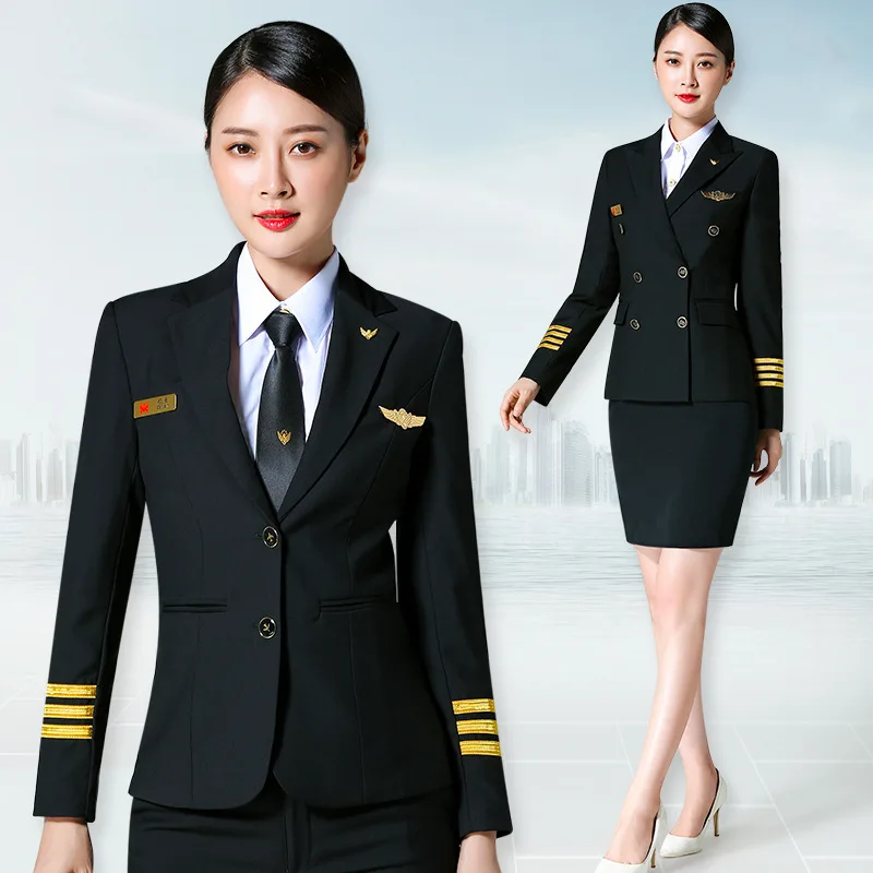 Captain uniform female security concierge aviation pilot professional work suit jacket