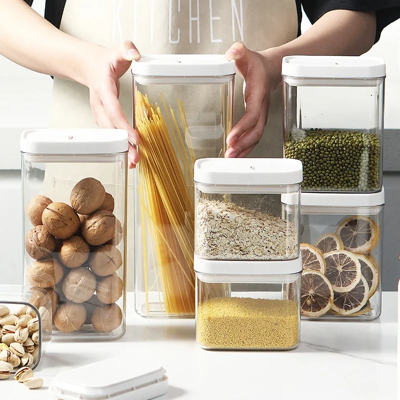 Home Kitchen Storage Organization Food Storage Container Clear Plastic Canisters For Cereal Flour