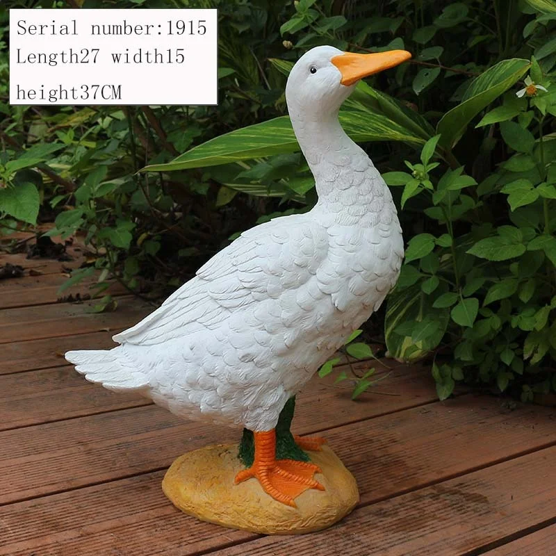 Hot Selling Custom Cute resin white goose polyresin decor Life Size 3D Printed Animal Duck Figurines glass Sculpture for garden