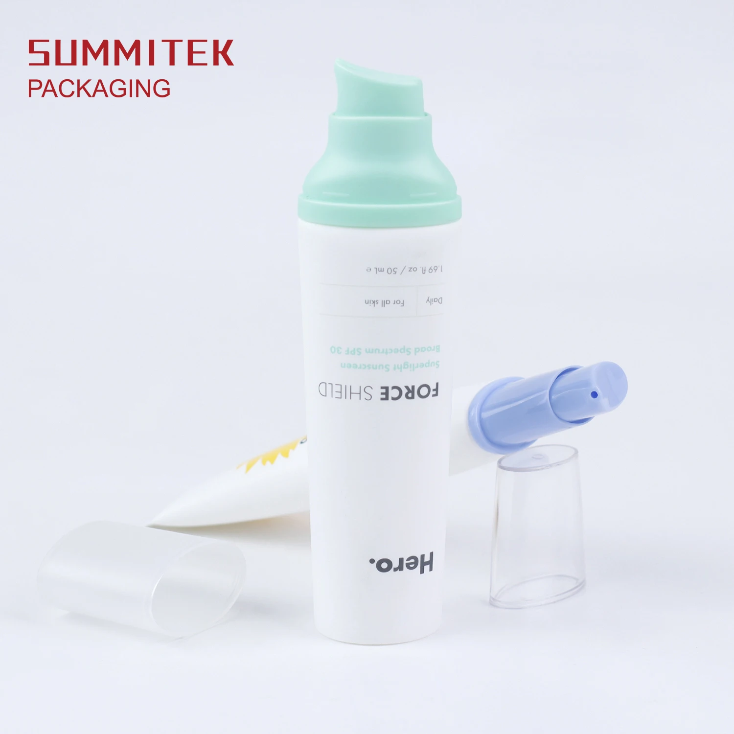 Flat Pump Head Airless Pump Suitable Biodegradable Eco-friendly Packaging Tube For Sunscreen BB Cream