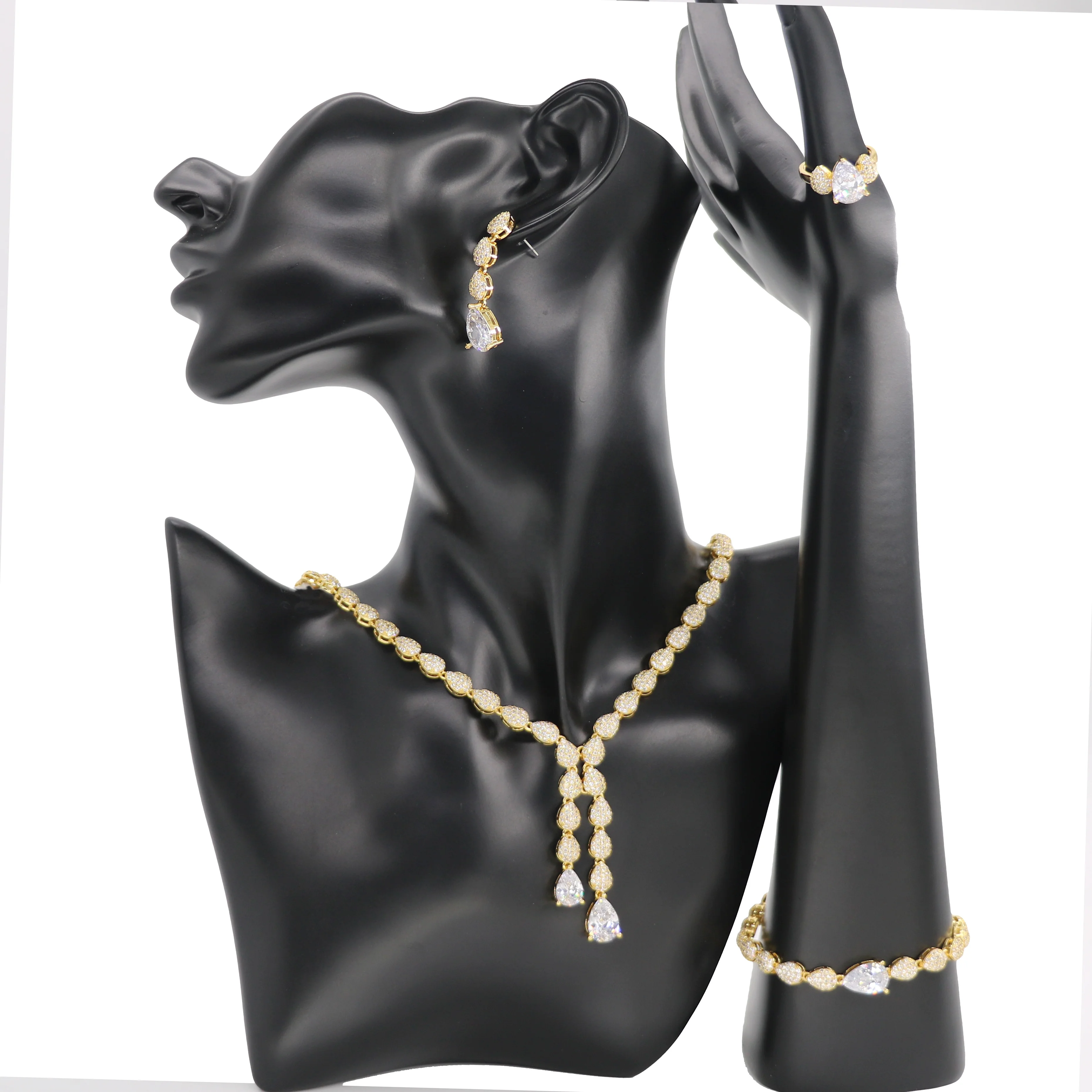 Bedazzled fashion good price women jewelry set saudi arabia gold wedding party jewelry set