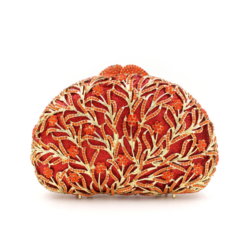 2024 Hot Sale Dendritic Metal Crystal Hollow Colorful Diamond-Studded Handbag Women Evening Bag