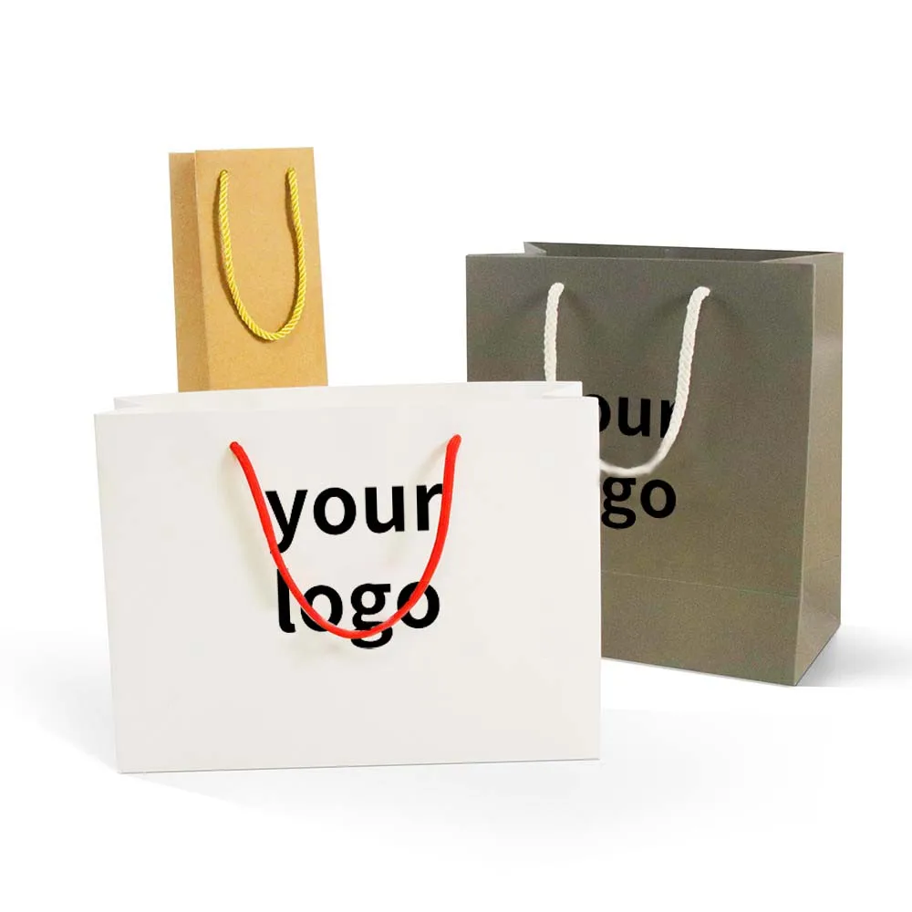 Manufacturer Printed Paper Bag Bolsas Para Regalo Al Por Mayor Custom Logo Blue White Mini Small Luxury Party Craft Paperbag