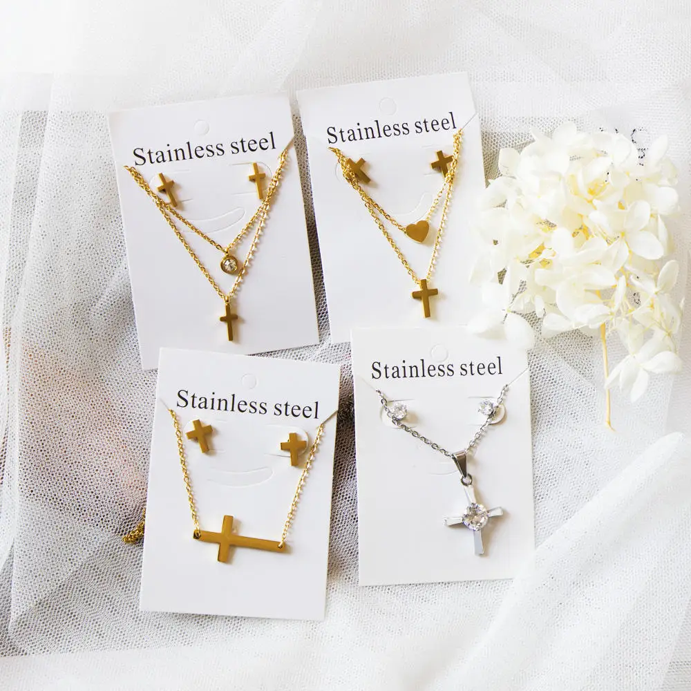 Cheap Price Fashion Jewelry Set Best Quality Cutting Earings Jewelry Women Gold Plated Stainless Steel Jewelry Sets