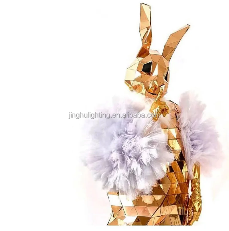 Gold rabbit mirror costume Stage show MEN WOMEN halloween party cosplay costumes
