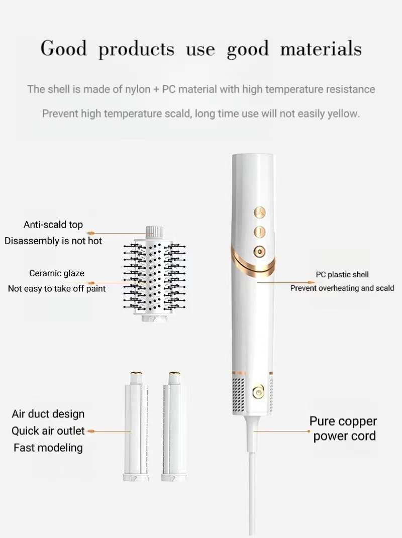 Fengmang 5 in 1 Multi Styler 1600W Professional Salon Hot Air Curling Straightener Brush Negative Ionic High Speed Hair Dryer