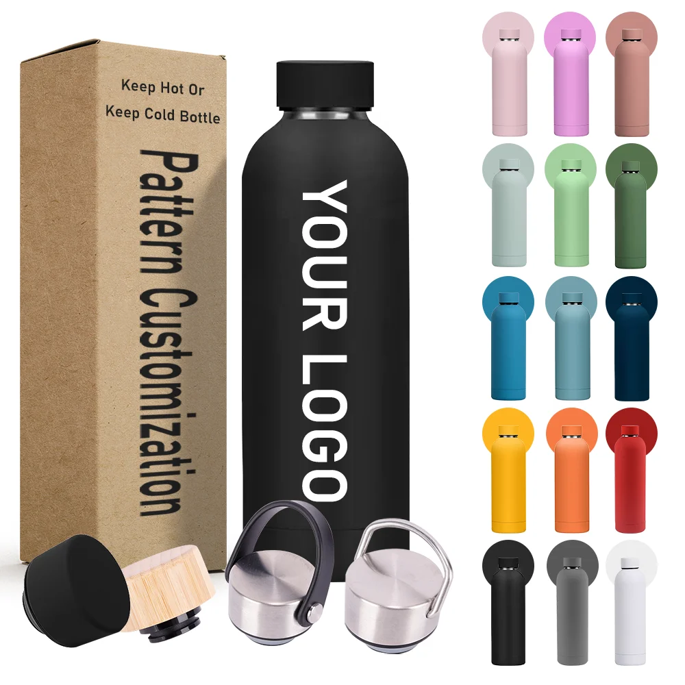 Custom BPA free 500ml 750ml thermos bottles food grade reusable double wall outdoor sports bicycle stainless steel water bottle