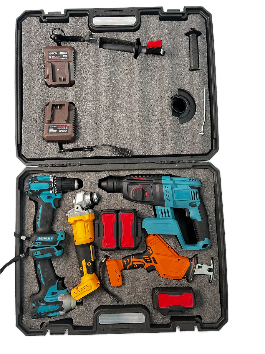 High Quality Factory Made Combo Power Tools 5 Kits Tool Set Cordless Impact Wrench Angle Grinder Hammer Drill Set