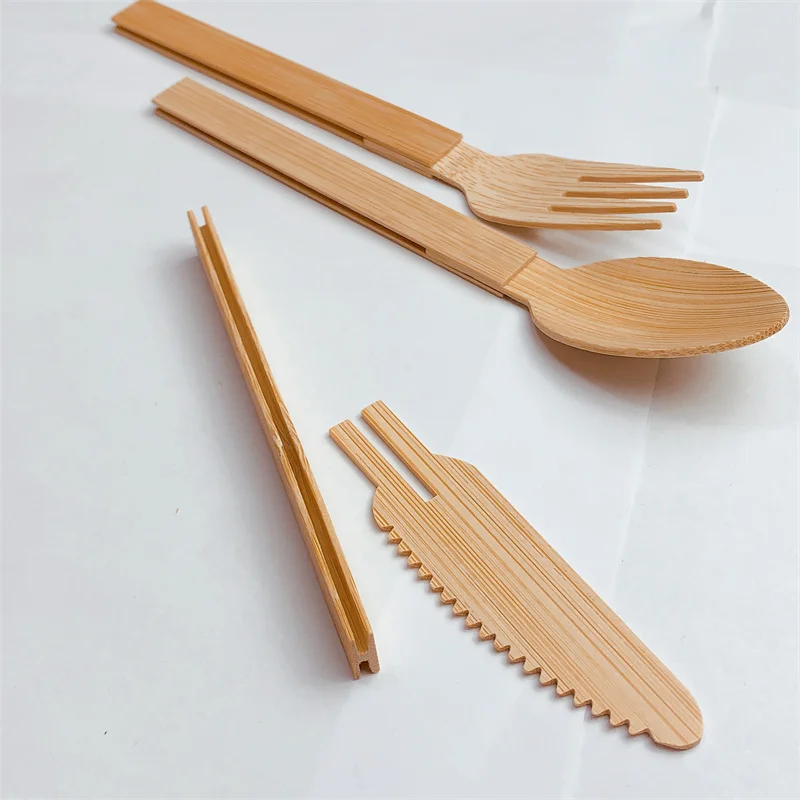 Environmentally Friendly, Healthy and Lightweight Bamboo Cutlery Set, a Must-Have for Your Outdoor Activities and Travels