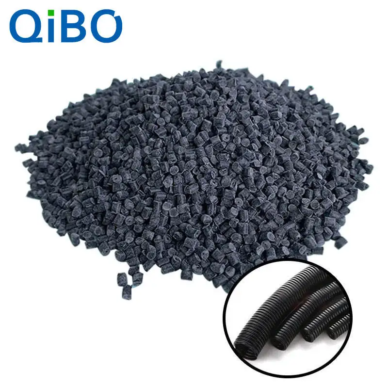 Qibo P03 Factory pp Harness Corrugated Tube Black Bellows pp granule UL94 V0  PP  Flame Retardant Masterbatch filler pellet
